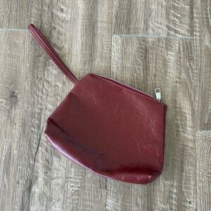 Faux Leather Burgundy Red Clutch Bag